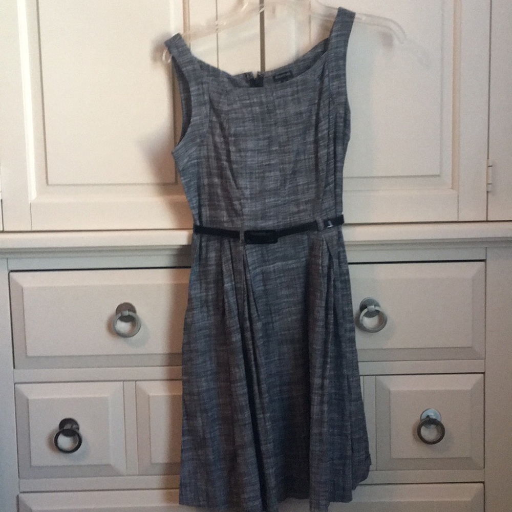 Charcoal Maurice’s dress with black belt.